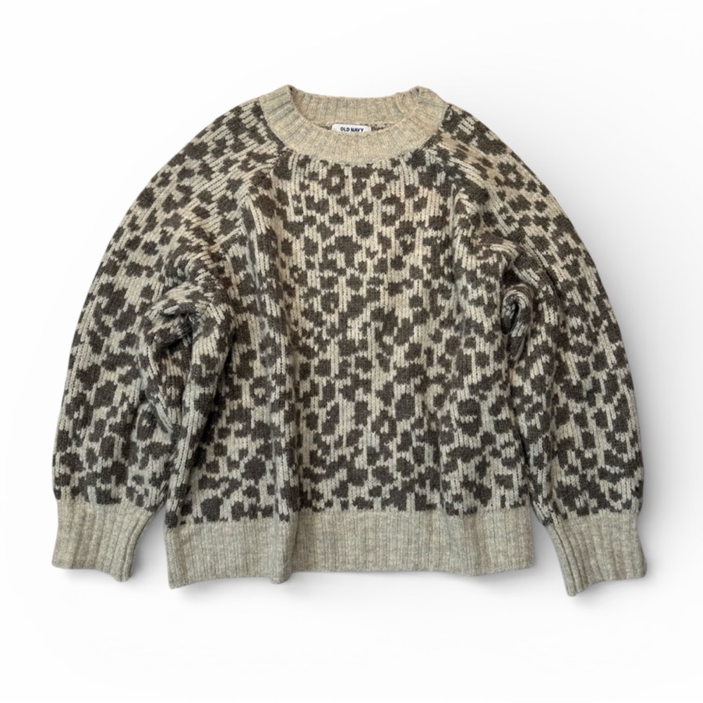 Old Navy - Women’s Taupe Animal Print Sweater - Size Extra Large